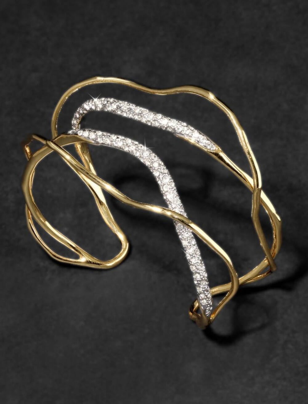 Alexis Bittar Solanales Gold Crystal Intertwined Cuff Bracelet